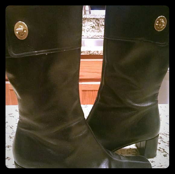 COACH BLACK LEATHER BOOTS - Picture 1 of 5
